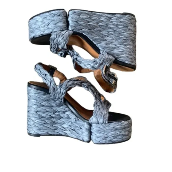 Robert Clergerie Ally Raffia Platform Wedge Sandal Womens Size US 6.5 - Picture 3 of 11